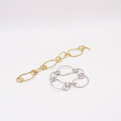 Ellen-Bracelet-Silver-Plated-Gold-Plated-Abstract-Link-Bracelet-T-Bar-Fastening-Womens-Jewellery